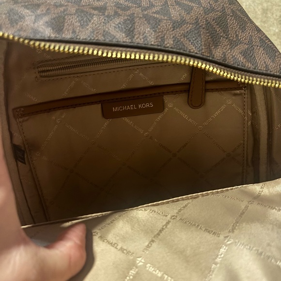 Michael Kors Dark Brown Backpack with Gold Chain